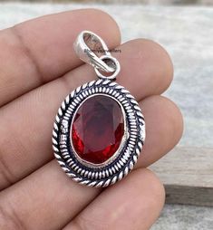 🙏Welcome to "BhomiyaJewellers"🙏 Red Garnet Pendant, 925 Sterling Silver Pendant, Handmade Red Garnet Gemstone Pendant, Antique Style Artisan Jewelry, Bohemian Pendant  Material : 925 Sterling Silver, Gemstone Gemstone : Garnet Gemstone Gemstone Color : Red Gemstone Shape : Oval 100% Handmade item Silver Pendant Jewelry Type : Women Pendant Style : Boho & hippie Theme : love & Friendship Silver Pendant Benefits : Silver is a powerful antimicrobial agent and can help fight infections, heal wound Handmade Red Gemstone As A Gift, Handmade Red Gemstone For Gift, Bohemian Red Jewelry Stamped 925, Artisan Red Sterling Silver Jewelry, Handmade Traditional Gemstones For Gifts, Red Oxidized Finish Jewelry For Gifts, Red Round Gemstones For Jewelry Making, Traditional Red Oval Jewelry, Red Oxidized Jewelry For Gifts