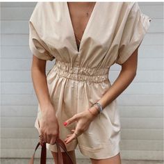 Reposhing This Item I Purchased From @Vd2359. Loved It, But Ready To Rotate For Something New. Questions? Leave A Comment Below! Beige V-neck Jumpsuit For Day Out, Summer Beige V-neck Jumpsuits And Rompers, High-waist Jumpsuits And Rompers For Vacation, Summer Beige Jumpsuits And Rompers With Elastic Waistband, Trendy Beige Summer Jumpsuit/romper, Trendy Beige Summer Jumpsuits And Rompers, Trendy Beige Jumpsuits And Rompers For Summer, Chic Cotton V-neck Jumpsuits And Rompers, Beige Summer Jumpsuits And Rompers