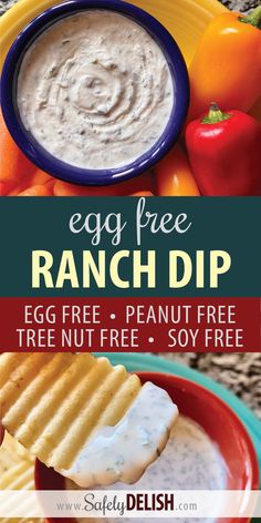 an egg free ranch dip with crackers and tomatoes