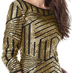 Tag Says Xxl But It’s More Suitable As An L/Xl. Sequin Glitter Long Sleeve Round Neck Backless Bodycon Stretchy Party Dress Xxl: Shoulder 16.14 , Bust 40.55 , Waist 34.25 , Hip 40.55 , Sleeve 19.69 , Length 37.01 (Inch) Material Does Not Stretch Mini Party Dress, Mini Party, Dresses Xxl, Gold Sequin, Mini Dress Party, Colorful Dresses, Sequin, Party Dress, Round Neck