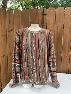 Good vintage condition, minor signs of wear. See photos for details. Message me if you have any questions. SKU-B7 Returns are accepted with a 20% of restock fee. Buyer pays for return. No cancellations. 90s Style Long Sleeve Fall Sweater, Retro Brown Crew Neck Sweater, 90s Brown Long Sleeve Sweater, Vintage Crew Neck Knit Sweater, Vintage Crew Neck Sweater For Fall, Sweater Streetwear, Large Sweater, Large Sweaters, Y2k Vintage