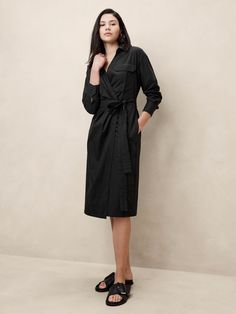 Clothing For Women | Banana Republic Factory Blazer Outfits For Women, Belt Tying, Banana Republic Factory, Fabric Belt, Blazer Outfits, Shirtdress, Banana Republic, Split, Long Sleeves