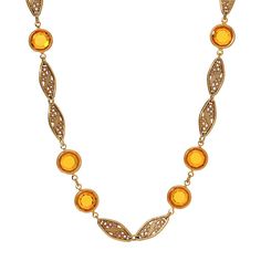 Accessorize in style with this 1928 gold tone topaz crystal filigree necklace. Click on this JEWELRY & WATCHES GUIDE to learn about fit, styles, materials and more! Accessorize in style with this 1928 gold tone topaz crystal filigree necklace. Click on this JEWELRY & WATCHES GUIDE to learn about fit, styles, materials and more! FEATURES Chain length: 15 in. Clasp: lobster-claw Nickel safe Metal: alloy Material: crystal Plating: gold tone Finish: polished Not appropriate for children 14 years old Retro Jeweled Gold Jewelry, Retro Gold Jeweled Jewelry, Topaz Crystal, 1928 Jewelry, Filigree Necklaces, Vintage Inspired Jewelry, Vintage Style Jewellery, Gold Dipped, Stunning Necklace