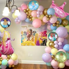 there are balloons in the shape of princesses