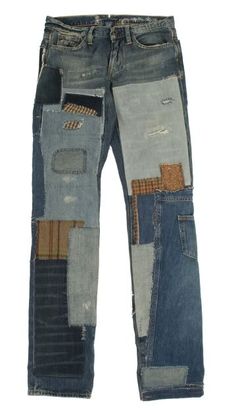 Denim Repair, Denim Art, Ralph Lauren Vintage, Artwork Ideas, Custom Denim, Vintage Patchwork, Patchwork Jeans, Denim Patches, Upcycled Fashion