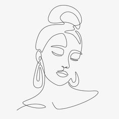 a line drawing of a woman's face with her eyes closed and head tilted back