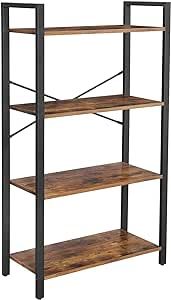 three tiered shelving unit with metal and wood accents