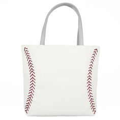 Size: 17" wide x 13" tall (plus 9" handles) x 3" deep Features: Made from actual baseball materials...it doesn't just LOOK like a baseball, it IS baseball! It's made from the real thing and feels amazing as a tote bag! Genuine red baseball stitching Durable, puncture resistant, and virtually spill proof Quality construction with double reinforced handle straps for cushioned comfort Soft inner bag lining One zippered pouch and two open pouches on inside walls of bag Soft magnetic closure at top H Baseball Tote Bag, Baseball Stitching, Bag Lining, Baseball Stitch, Great Anniversary Gifts, Zippered Pouch, Coach Gifts, Christmas Stocking Stuffers, Tote Handbag