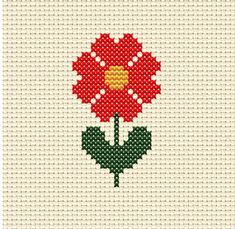 Red Daisy, Cross Stitch Pattern Are you ready to add a pop of floral fun to your walls? Look no further than our Counted Cross Stitch Red Daisy Pattern... Perfect for beginners and seasoned stitchers alike, this charming design is sure to add a pop of color to any space. Aida: 14 count ( 5,5 per cm) Pattern Size: 19 x 33 stitches Finished Size: 1.3 x 2.3 inches ( 3 x 6 cm ) Fabric Color: Antique White (101) Note: This listing is for a digital cross-stitch pattern only. Physical materials are not Small Cross Stitch Patterns Free Flowers, Small Flower Cross Stitch Pattern Free, Poppy Cross Stitch Pattern, Cross Stitch Flowers Simple, Simple Flower Cross Stitch, Daisy Cross Stitch Pattern, Daisy Cross Stitch, Small Flower Embroidery, Embroidery Nursery