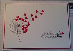 a handmade card with red hearts on it and the words make a wish you came true