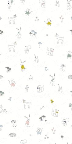 a white background with many different animals on it