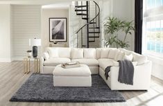 Coaster 551451 6 pc Hobson off white linen like fabric modular feather blend wrap sectional sofa. #couch #couchstyle #decor #decoration #design #furniture #furnitureideas #home #homedesign #interior #interiordesignideas #interiorstyling #interiorinspiration #interiorstyle #interiorideas #livingroomfurniture #livingroomdecorideas #sofa #sectional Furnitur Ruang Keluarga, White Sectional, Sofa L, White Upholstery, Ornate Furniture, Coaster Furniture, Upholstered Sectional