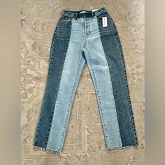 Pacsun Two Tone High Rise Straight Leg Jeans Size 26 Brand New, Never Worn, Tags Still On Pacsun Mom Jeans, Jeans Pacsun, Blue Mom Jeans, High Rise Straight Leg Jeans, Black Mom Jeans, Pacsun Jeans, Boyfriend Denim, Patchwork Jeans, Raw Hem Jeans