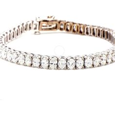 Ninacci 14K White Gold 7 Tennis Bracelet with 4-Prong Set Oval Cut Diamonds - 11.16 Carat Total Diamond Weight Diamond Birthstone, Tennis Necklace, Oval Cut Diamond, Metal Bracelets, Tennis Bracelet, Eternity Bands, Estate Jewelry, Oval Cut, Luxury Jewelry