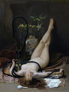 a painting of a woman laying on the ground with a stethoscope in her hand