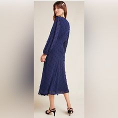 Nwt Size: 4 Color: Navy Blue Blue Maxi Dress For Formal Fall Occasions, Blue Formal Maxi Dress For Fall, Navy Maxi Dress For Spring Evening, Navy Midi Dress For Spring Evening, Elegant Navy Midi Dress For Fall, Blue Midi Length Dress For Fall, Blue Midi Dress For Fall Date Night, Chic Navy Dress For Fall, Elegant Navy Midi Dress For Spring