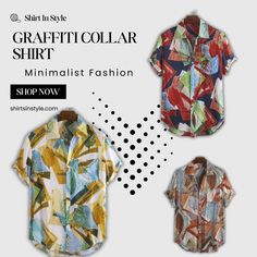 Make a bold statement with our Graffiti Collar Shirt from Shirts In Style! 🎨👕 This unique and trendy shirt features an eye-catching graffiti-inspired design on the collar, adding a pop of artistic flair to your outfit. Crafted with high-quality materials, it offers both style and comfort. Whether you're attending a casual gathering or heading to a night out with friends, this shirt will instantly elevate your look. Spring Clothing, The Missing Piece, Missing Piece, Trendy Shirts, The Missing, Collar Shirt, Collar Shirts, Minimalist Fashion, Spring Outfits