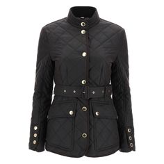 Burberry Short Jacket In Waxed, Diamond-Quilted Cotton Canvas Featuring A Stand Collar, Gold-Tone Snap Button Closure And Three-Button Cuffs. Embellished With A Matching Buckle Belt At Waist And Finished With Side Flap Pockets With Double Snap Buttons, One Of Which Is Personalized With A Tonal Logo Embroidery. Signature Tartan Lining And Slight Polyester Padding. Slim Fit. The Model Is 177 Cm Tall And Wears A Size Uk 6.Material: 100% CoMade In: Bosnia And HerzegovinaColor: BrownCollection: Sprin Burberry Quilted Jacket, Burberry Shorts, Waxed Jacket, Burberry Coat, Burberry Trench, Burberry Trench Coat, Burberry Jacket, Burberry Women, Buckle Belt