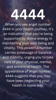 an image of the earth with text that reads, 424 when you see angel number 444 in your health journey, it's an indication that you're being supported by divine energy