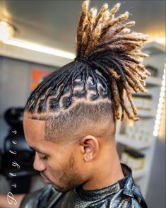 Loc Products, Mens Twists Hairstyles, Braids With Fade, Taper Fade Curly Hair, Men Fade Haircut Short, Dread Hairstyles For Men, Braids With Shaved Sides, Dreadlock Hairstyles For Men, Faux Locs Hairstyles