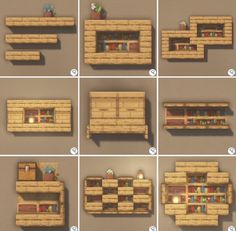 the steps to make a wooden shelf with bookshelves and shelves on each side