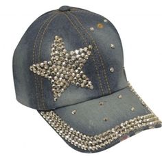 Denim Bling Star Cap Decorated Hats, Bling Hats, Star Hat, Diy Hats, Crystal Diy, Unicorn Hat, D I Y Crafts, Bling Ideas