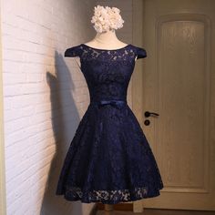 Prom dress/dresses · Little Cute · Online Store Powered by Storenvy Navy Blue Homecoming Dress, Lace Bridesmaid Dress, Blue Homecoming Dresses, Lace Bridesmaids, Short Party Dress, Lace Homecoming Dresses, Short Prom Dress, Lace Bridesmaid Dresses, Moda Vintage