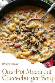 one pot macaroni cheeseburger soup is an easy and delicious meal