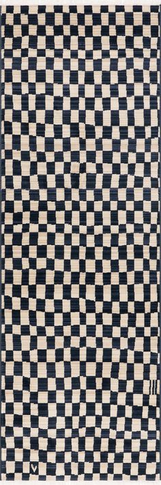 a black and white checkered area rug