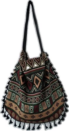 Bohemian Shoulder Bag With Tassels, Black Bohemian Shoulder Bag With Tassels, Bohemian Black Shoulder Bag For On-the-go, Bohemian Fringed Satchel Shoulder Bag, Bohemian On-the-go Shoulder Bag, Moda Hippie, Estilo Hippie, Tassel Bag, Types Of Bag