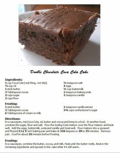 a recipe for chocolate cake on a white plate