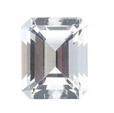 an emerald cut diamond with brown and white stripes on the side, in front of a white background