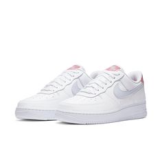 The women's Nike Air Force 1 Low "Desert Berry" is a refreshing vision in pastel. On the white tumbled leather upper is a minimal amount of pink and pastel purple, signifying the classic Air Force simplicity. Nike Air Force 1 Low, Air Force 1 Low, Pastel Purple, Nike Air Force 1, Air Force 1, Nike Air Force, The White, Air Force, Nike Women