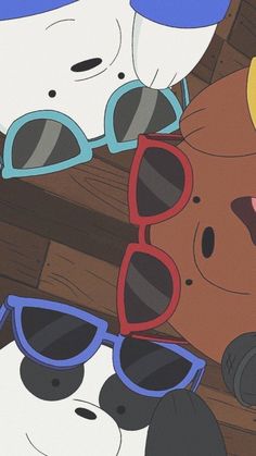 some cartoon characters wearing sunglasses and hats