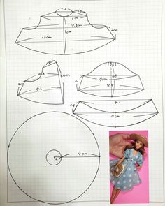 a paper doll is shown with measurements for the top and bottom part of her dress