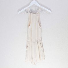 Details: - Size 2 (Xs) - 29” Overall Length / 17” Bust Width / 22” Waist / 2” Inseam - 100% Viscose Condition: - New With Tags! Summer Cream Overall Jumpsuits And Rompers, Cream Sleeveless Jumpsuit For Day Out, Sleeveless Cream Jumpsuit For Day Out, Cream Jumpsuits And Rompers For Summer Loungewear, Fitted Cream Jumpsuits And Rompers For Summer, Beige Summer Jumpsuits And Rompers, Fitted Cream Jumpsuits And Rompers For Beach, Fitted Cream Jumpsuit For The Beach, Fitted Cream Jumpsuit For Beach