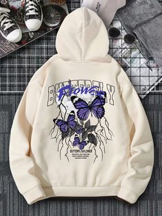 Men Butterfly Print Drawstring Thermal Hoodie Easy 30 day return policy Shein Hoodies, Hoodies Shein, Hoddies Outfits, Butterfly Hoodie, Aesthetic Hoodies, Hoodies Aesthetic, Printed Hoodies, Thermal Hoodie, Hoodie Aesthetic