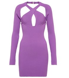 Slinky Dress, David Koma, Statement Dress, Knit Mini Dress, Baby Fashion, Open Back, Ribbed Knit, Cold Shoulder Dress, Lilac