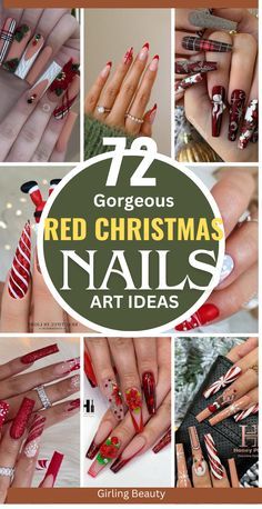 Christmas Nail Art Ideas, Festive Manicure, Nail Quotes, Gold Glitter Nails, Christmas Nail Art Designs