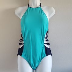 One Pc Monokini Swimsuit Blue Medium Nwt Non-Removable Pads Waist 31" Chest 32" Thanks For Looking Blue Fitted One-piece For Poolside, Fitted Blue One Piece For Poolside, Blue One-piece Swimsuit, Fitted Blue One Piece For Pool, Fitted Blue One-piece For Pool, Blue Nylon Tankini With Lined Body, Blue Lined One-piece Swimsuit, Blue Nylon Lined Tankini, Blue Beachwear One-piece For Swimming