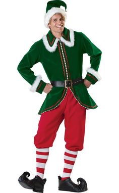 a man dressed in an elf costume for christmas