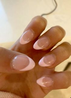 Basic Nails For Fall, Natural Looking Acrylic Nails French Tip, Oval Nails For School, Nail Ideas For 13-14, Nail Ideas For Small Hands, Cute Nails With No Design, Cute Nail Sets Simple, Easy Almond Nail Ideas, Cute Confirmation Nails