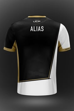 the black and white jersey with gold detailing