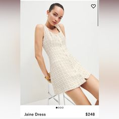 Brand New With Tags Reformation Janie Dress Size 8. Perfect Condition, Never Been Worn And Super Cute! Short And Sweet, White Tweed, Fitted Mini Dress, Reformation Dress, Strappy Sandals Heels, Reformation Dresses, Tweed Dress, Mini Slip Dress, Sleeveless Mini Dress