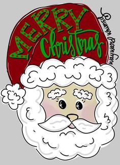 a drawing of santa claus with the words merry christmas written on his face and beard