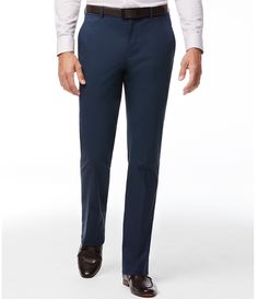 From Perry Ellis&#x2C; this dress pant features:Zip fly hook and eye closureFlat front silhouette5-pocket styling (3 in front&#x2C; 2 in back)Modern fitFull lengthBelt loopsFinished hemPolyester/nylon/elastaneMachine wash/line dryImported. Semi-formal Stretch Bottoms For Spring, Spring Semi-formal Stretch Bottoms, Fitted Slim Cotton Bottoms, Elegant Fitted Pants With Button Zip Fly, Fitted Cotton Pants For Semi-formal Occasions, Fitted Workwear Pants With Button Zip Fly, Fitted Work Pants With Button Zip Fly, Fitted Blue Pants With Button Zip Fly, Fitted Workwear Pants