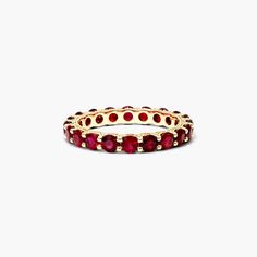 14K Yellow Gold Milgrain Embellished Ruby Eternity Ring-8344107y14 Gemstone Wedding Band, Ruby Ring Designs, Ruby Eternity Ring, Wedding Band Yellow Gold, Solitaire Bands, Gemstone Wedding, Ruby Bands, Band Art, Types Of Gemstones