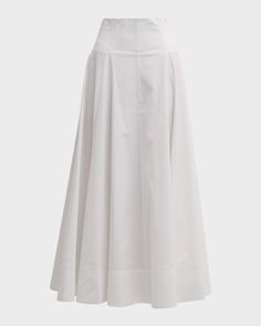 Lela Rose Poplin Collection & Matching Items | Neiman Marcus Luxury Skirt Outfit, Full Maxi Skirt, Cotton Maxi Skirts, White Maxi Skirts, Parsons School Of Design, Lela Rose, White Skirts, Skirt Fashion, Neiman Marcus