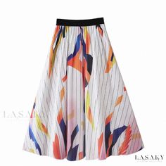 Lasaky - Color-blocking, Vintage Print Chiffon Maxi Skirt with Elegant Pleats and Large Letter Design White Printed Skirt For Spring, Casual White Skirt With Patchwork, White Printed Long Skirt, Casual White Patchwork Skirt, White Printed Beach Skirt, Spring Beach Skirt In Multicolor Print, Spring Beach Skirt With Multicolor Print, Multicolor Print Beach Skirt For Spring, Chic Multicolor Printed Skirt