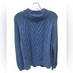 J. Crew Deep Blue Cable Knit Crew Neck Long Sleeve New With Tags Blue Turtleneck Sweater For Spring, Blue Knitted Top For Fall, Blue Textured Knit Top For Fall, Blue Soft Knit Top For Fall, Blue Cable Knit Top For Fall, Long Sleeve Blue Knit Top For Winter, Light Blue Cable Knit Top For Fall, Light Blue Textured Knit Top For Winter, Blue Long Sleeve Knit Top For Winter